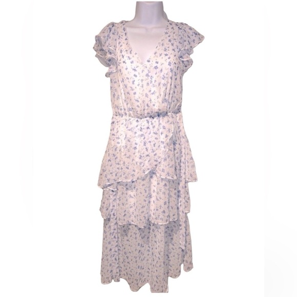 CLEARANCE Sienna Sky Dress XS Blue and White Floral Blouson Spring Dress - Picture 1 of 14